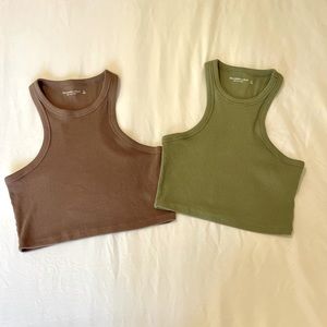 Abercrombie and Fitch soft A&F ribbed cropped tanks, size small.